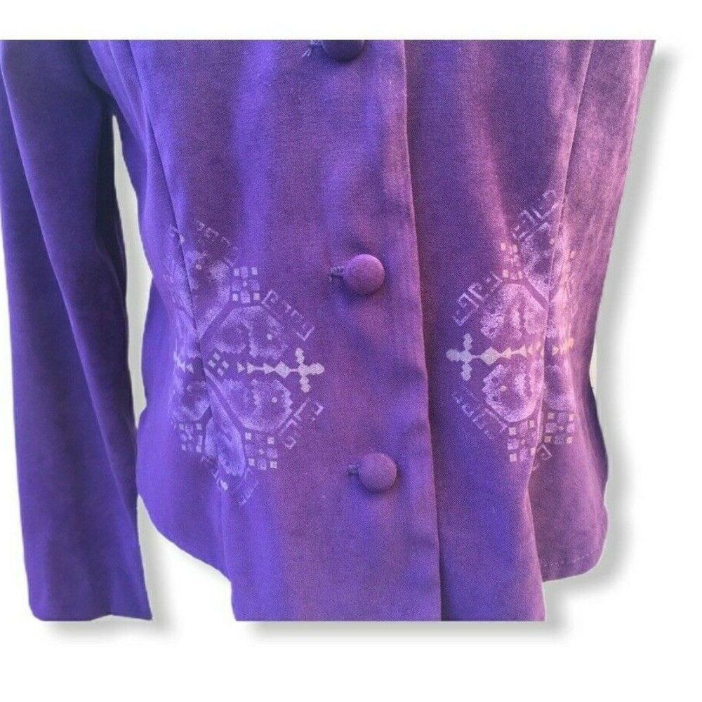 Jessica Howard Purple Short Embossed Blazer Jacket Size 6 - Picture 2 of 5